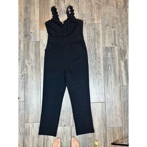 Foxiedox Black Jumpsuit Scalloped Strap Party Cocktail Size L